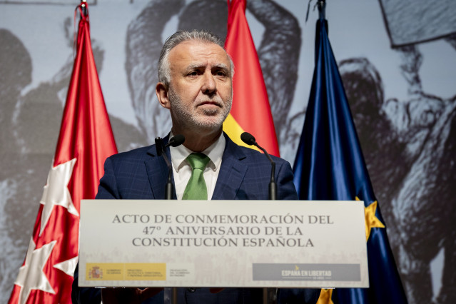 El ministro de Política Territorial, Ángel Víctor Torres,  durante el acto de conmemoración del 47º aniversario de la Constitución Española, en la sede de la UNED-Escuelas Pías, a 5 de diciembre de 2025, en Madrid (España). La Delegación del Gobierno en l