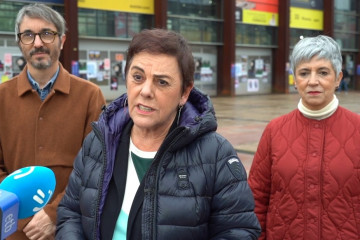 La portavoz de EH Bildu en el Congreso de los Diputados, Mertxe Aizpurua, realiza declaraciones en Durango con motivo del Día de la Constitución.