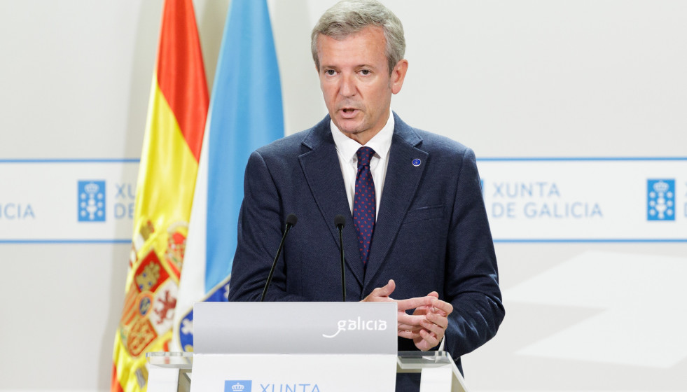 Archivo - El titular de la Xunta, Alfonso Rueda, en la rueda de prensa posterior a la reunión semanal de su Gobierno