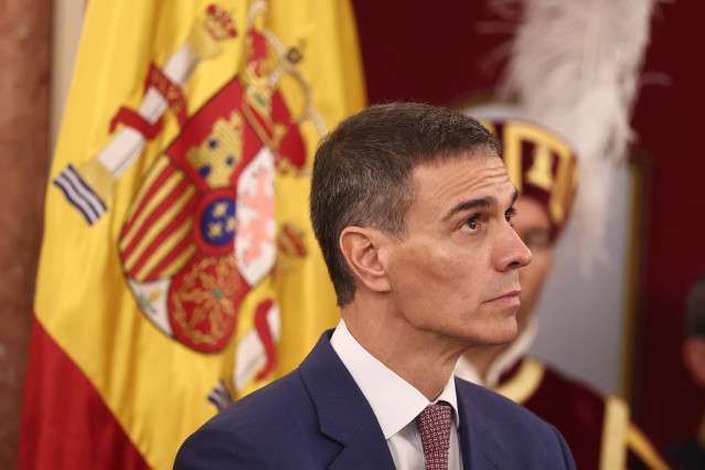 El presidente del Gobierno, Pedro Sánchez, durante el acto institucional por el Día de la Constitución, en el Congreso de los Diputados, a 6 de diciembre de 2025, en Madrid (España).