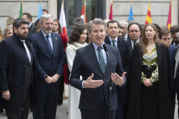 El presidente del PP, Alberto Núñez Feijóo, durante el acto institucional por el Día de la Constitución, en el Congreso de los Diputados, a 6 de diciembre de 2025, en Madrid (España).