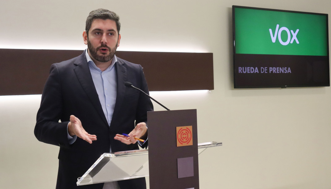 El portavoz del grupo parlamentario de Vox en las Cortes de Aragón, Alejandro Nolasco
