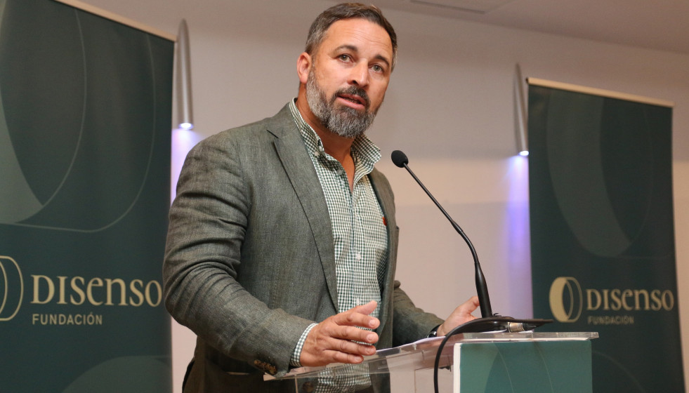 Archivo - El presidente de Vox, Santiago Abascal, participa en la jornada 'Mitos y realidades sobre la inmigración en España' organizada por la Fundación Disenso.