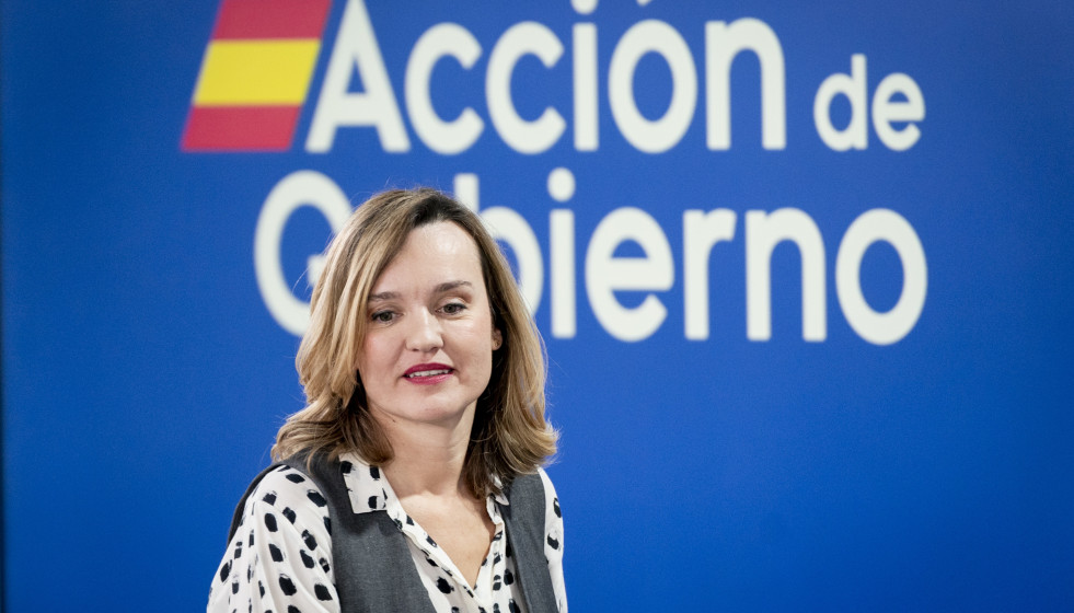 La ministra de Educación, Formación Profesional y Deportes y portavoz del Gobierno, Pilar Alegría, durante una rueda de prensa tras la reunión del Consejo de Ministros, en el Palacio de la Moncloa