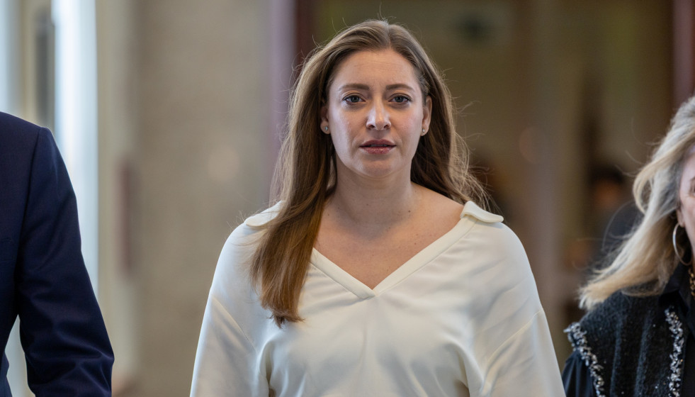 La portavoz del PP en el Congreso, Ester Muñoz, a su llegada a la Junta de Portavoces del Congreso de los Diputados, a 9 de diciembre de 2025, en Madrid (España).