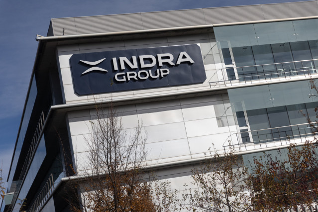 Fachada de la sede de Indra, a 25 de noviembre de 2025, en Alcobendas, Madrid (España).