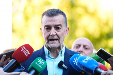 El coordinador federal de IU, Antonio Maíllo, atiende a los medios en Sevilla. (Foto de archivo).