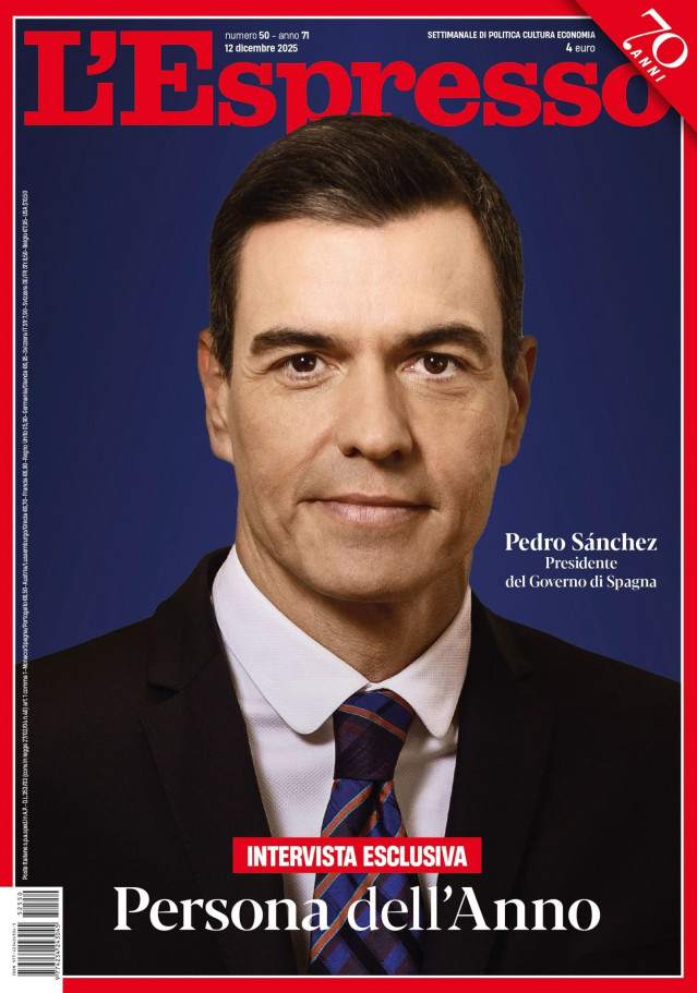 El presidente del Gobierno, Pedro Sánchez, Persona del Año para la revista italiana 'L'Espresso'