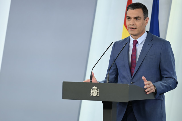 Archivo - El presidente del Gobierno, Pedro Sánchez, anuncia los cambios que incluye la nueva remodelación del Ejecutivo, en el Complejo de la Moncloa, a 10 de julio de 2021, en Madrid (España). El presidente del Gobierno, Pedro Sánchez, ha realizado hoy