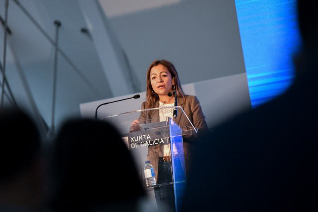 La conselleira do Mar, Marta Villaverde, en una rueda de prensa.