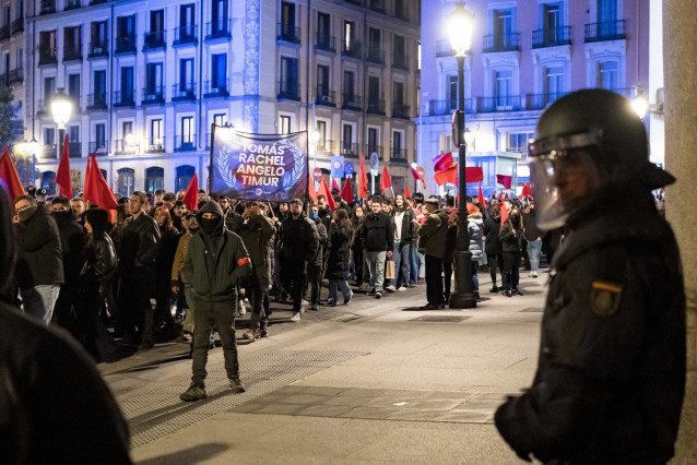 Manifestación antifascista convocada por la Coordinadora Antifascista de Madrid, a 22 de noviembre, en Madrid (España).