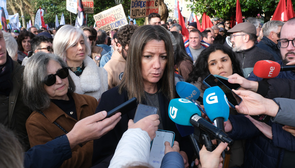 La secretaria de Organización del PSdeG, Lara Méndez, en declaraciones a los medios, a 14 de diciembre de 2025.