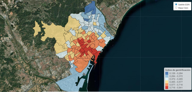 Mapa de gentrificación de Barcelona