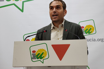 Archivo - El coordinador de IU Andalucía, Toni Valero, en rueda de prensa en la sede regional.