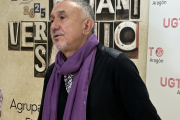 El secretario general confederal de UGT, Pepe Álvarez, en Ejea de los Caballeros.