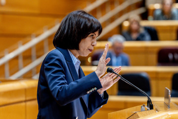 La ministra de Ciencia e Innovación, Diana Morant, interviene durante una sesión plenaria en el Senado