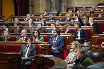 Votación de un decreto en el pleno del Parlament.