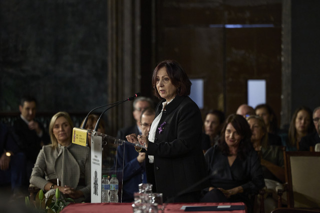 La Fiscal General del Estado, Teresa Peramato, durante la entrega de los despachos a la 63ª promoción de la carrera fiscal, a 17 de diciembre.