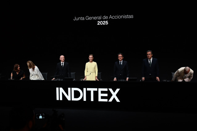 Archivo - La presidenta de Inditex, Marta Ortega preside la Junta General de accionistas de Inditex, a 15 de julio de 2025, en Arteixo, A Coruña, Galicia (España).