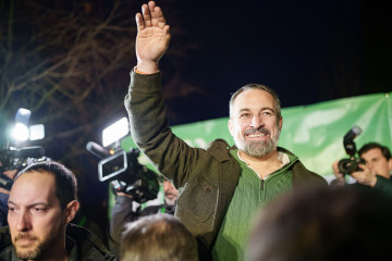 Imagen de archivo del presidente de Vox, Santiago Abascal, en un acto electoral