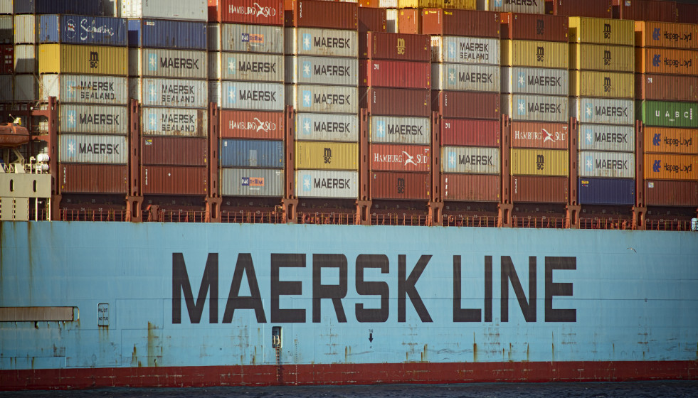 Archivo - Mary Maersk el megaship Triple E de 18270 teus que llega al puerto de Algeciras proveniente del Canal de Suez, es el primero que llega a España después del accidente. Algeciras  (Cádiz) a