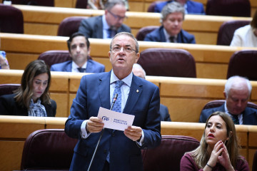 Archivo - El senador del PP José Antonio Monago interviene durante una sesión de control al Gobierno en la Cámara Alta, a 21 de octubre de 2022, en Madrid (España).