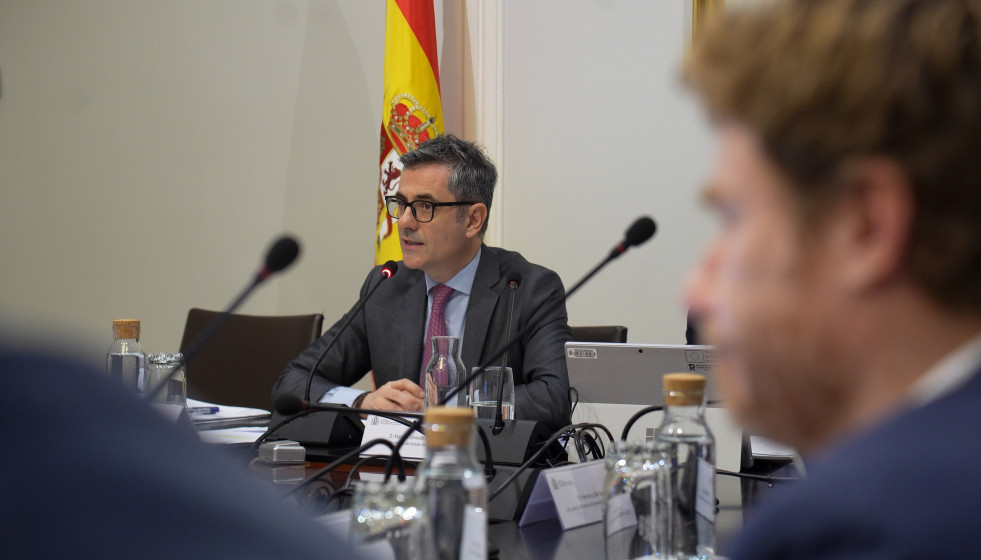El ministro de Presidencia, Justicia y Relaciones con las Cortes, Félix Bolaños, preside la Conferencia Sectorial de Justicia celebrada de manera telemática este lunes con las comunidades autónoma