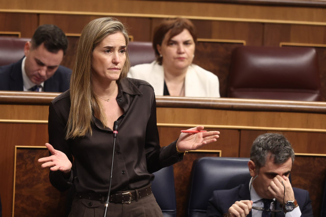 Archivo - La vicepresidenta tercera y ministra para la Transición Ecológica y el Reto Demográfico, Sara Aagesen, interviene durante una sesión de control al Gobierno, en el Congreso de los Diputados
