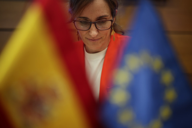 La ministra de Sanidad, Mónica García, durante la reunión del Consejo Interterritorial del Sistema Nacional de Salud (CISNS), en el Ministerio de Sanidad, a 12 de diciembre de 2025, en Madrid (España).