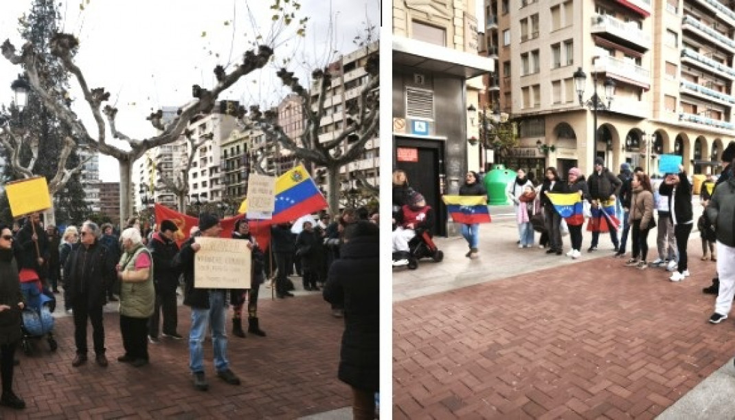 Imágenes de las dos concentraciones en torno a Venezuela que han coincidido en El Espolón