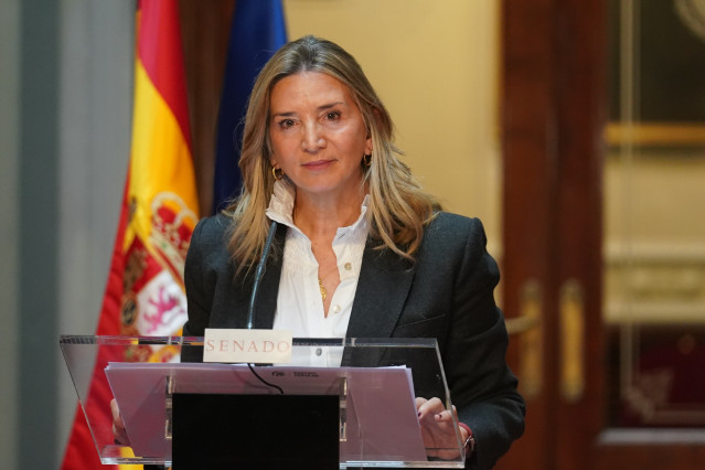 La portavoz del PP en el Senado, Alicia García, en una rueda de prensa el 5 de enero de 2026.