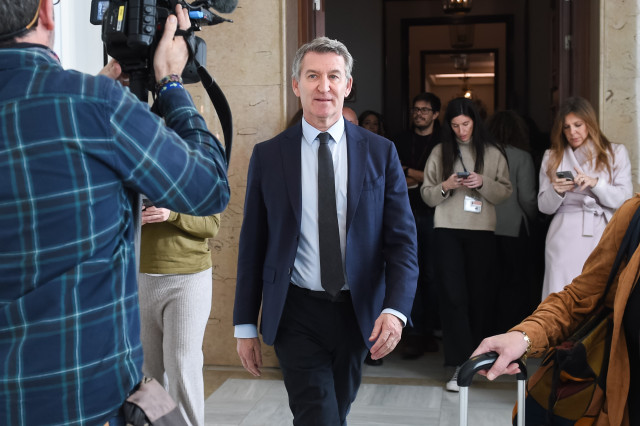 El presidente del PP, Alberto Núñez Feijóo, tras declarar ante la jueza de la dana por videoconferencia.