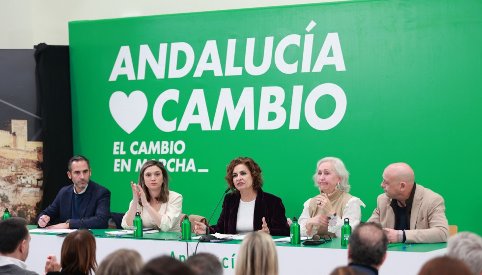 La secretaria general del PSOE-A, María Jesús Montero, en la Interparlamentaria socialista celebrada en Sevilla.