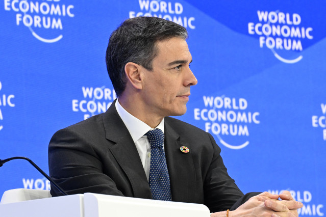 Archivo - El presidente del Gobierno, Pedro Sánchez, durante el Foro Económico Mundial de Davos, a 22 de enero de 2025, en Davos (Suiza).