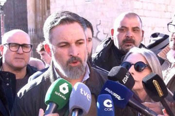 El presidente de Vox, Santiago Abascal, ha estado este martes en Calamocha.