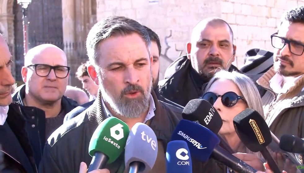 El presidente de Vox, Santiago Abascal, ha estado este martes en Calamocha.