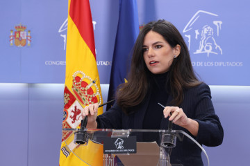 La portavoz de Vox en el Congreso, Pepa Millán, durante una rueda de prensa, en el Congreso de los Diputados, a 13 de enero de 2025, en Madrid (España).