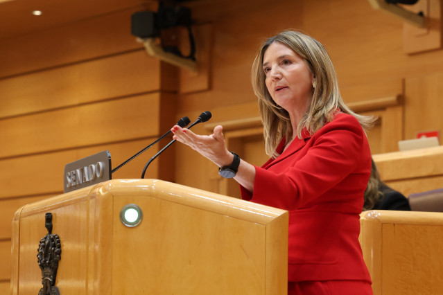 Archivo - La portavoz del PP en el Senado, Alicia García, durante un pleno en el Senado, a 9 de abril de 2025, en Madrid (España).