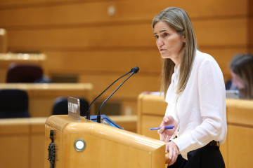 La vicepresidenta tercera y ministra para la Transición Ecológica, Sara Aagese, y la vicepresidenta primera y ministra de Hacienda, María Jesús Montero, durante una sesión plenaria extraordinaria