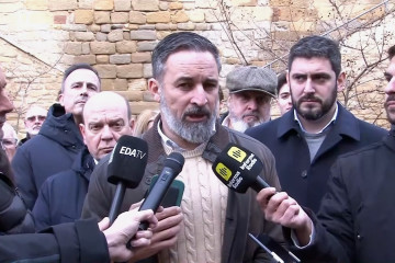 El presidente de Vox, Santiago Abascal, en Sos del Rey Católico.