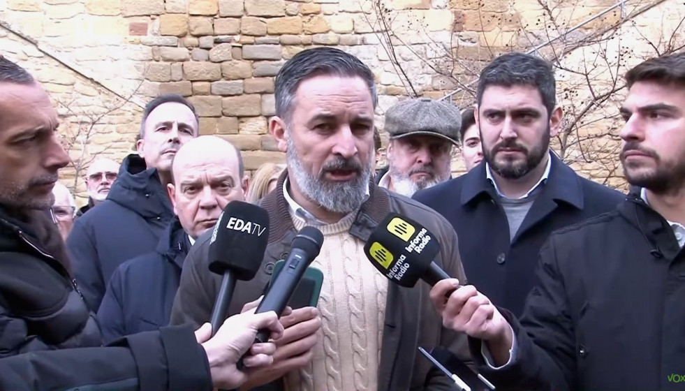 El presidente de Vox, Santiago Abascal, en Sos del Rey Católico.