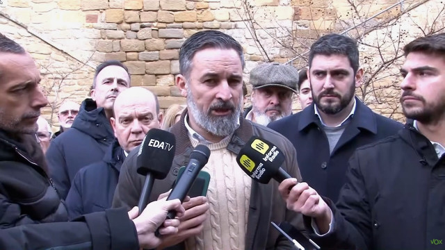 El presidente de Vox, Santiago Abascal, en Sos del Rey Católico.