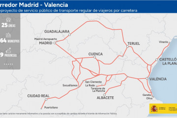 Corredor de autobús de Madrid a Valencia