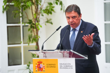 Archivo - El ministro de Agricultura, Pesca y Alimentación, Luis Planas Interviene en el acto tras la firma del convenio, a 15 de marzo de 2024, en Sevilla, Andalucía (España).