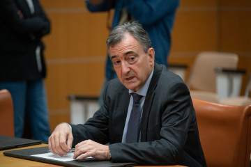 Archivo - El presidente del PNV, Aitor Esteban, durante una reunión, en el Parlamento vasco