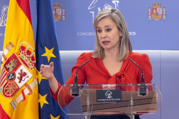 Archivo - La portavoz de Sumar en el Congreso, Verónica Martínez, durante una rueda de prensa, en el Congreso de los Diputados, a 9 de diciembre de 2025, en Madrid (España).