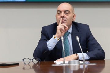 El presidente de ATA, Lorenzo Amor, durante una rueda de prensa, en la sede de la CEOE, a 12 de enero de 2026, en Madrid (España).