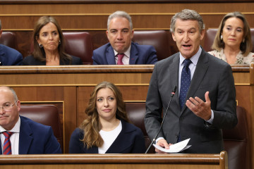 Archivo - El presidente del PP, Alberto Núñez Feijóo, durante una sesión de control al Gobierno, en el Congreso, a 15 de octubre de 2025, en Madrid (España).