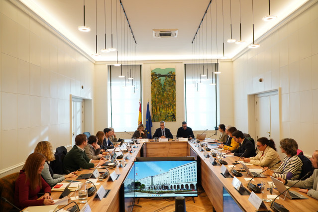 Reunión de la Comisión Interministerial del Gobierno del Perte de la Industralización de la Vivienda presidida por el secretario de Estado de Vivienda y Agenda Urbana, David Lucas. En Madrid, a 22 de enero de 2026.