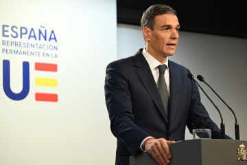 El presidente del Gobierno, Pedro Sánchez, en rueda de prensa tras el Consejo Europeo Extraordinario.